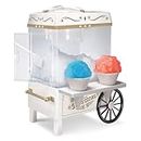 Nostalgia Vintage Countertop Snow Cone Machine - Slushie Machine - Shaved Ice Machine and Crushed Ice Maker - Makes 20 Icy Treats, Includes 2 Reusable Plastic Cups & Ice Scoop – White
