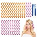 URAQT Hair Curlers for Long Hair, 24Pcs 45cm Hair Rollers Wave Curls, No Heat Hair Curlers Styling Kit with Styling Hooks, Healthy DIY Hairstyle for Women Girls