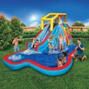 Banzai kids Slide N Soak Splash Park Inflatable Outdoor Water Park Play Center in Blue/Red/Yellow | 94.8 H x 114 W x 183.96 D in | Wayfair
