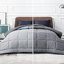 Bright Décor AC Comforter/Quilt Blanket for Winter - Single - 150 GSM_Dark Grey and Light Grey