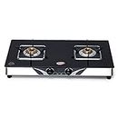 Hornbills Manual Ignition Glass Top 2 Burner Gas Stove, Black, PNG (ISI Certified, Black)- 2 Year Warranty By Hornbills Appliances