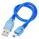 OcioDual USB Typ A 2.0 auf Mini B 5 Polig Pin 30 cm Stecket Laden Daten Kabel Male Cable Blau Kompatibel mit Nano V3.0