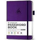 Clever Fox Password Book with alphabetical tabs. Internet Address Organizer Logbook. Medium Password Keeper for Website Logins (Purple)