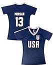 Icon Sports Officially Licensed U.S. Soccer Girl's Alex Morgan USWNT Shirt Game Day T-Shirts, Youth Sizes | Navy, Youth X-Large