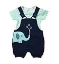 INDHRANI Dungaree Set for Baby Boy and Baby Girl | Kids Cotton Clothing Set - Blue (0-6 Months)