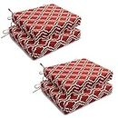 HARBOREST Outdoor Chair Cushions Set of 4 - Square Corner Waterproof Outdoor Cushions for Patio Furniture - Patio Furniture Cushions with Ties, 18.5"x16"x3", Wine Red Geometry