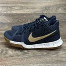 Zapatos de baloncesto Nike Kyrie Irving 3 Obsidian metálicos dorados azul marino para hombre 10,5