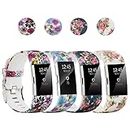 honecumi Colorful Pattern Watch Band Replacement for Fitbit Charge 2 Wrist Strap Men&Women Floral Quick Release Fitbit Charge 2 Smart Watch Strap Band-Small Large Size -Flowers