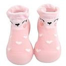 Non-Slip Baby Toddler Sock Shoes Cute Kid First Walking Shoes Pre-Walker Baby Slipper Socks with Rubber Soles Baby Girls Boys Soft Sole Shoe Socks Sneakers Trainers Pink