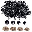 UPINS 500 Pieces Black Plastic Safety Eyes with Washers for Crochet Animal Crafts Doll Making Supplier Bulk (4 Sizes)
