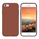 GUAGUA Compatible with iPhone 6s Case iPhone 6 Case Liquid Silicone Soft Gel Rubber Slim Light Microfiber Lining Cushion Texture Cover Shockproof Full Body Protection Case for iPhone 6/6S,Deep Brown