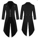 Clearance Items Men's Vintage Tailcoat Jacket Gothic Victorian Coat Uniform Halloween Costume Steampunk Button Down Long Jackets Black