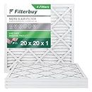 Filterbuy 20x20x1 Air Filter MERV 8 Dust Defense (4-Pack), Pleated HVAC AC Furnace Air Filters Replacement (Actual Size: 19.50 x 19.50 x 0.75 Inches)