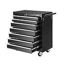 Giantz 7 Drawers Large Tool Chest Trolley, Lockable Toolbox Tools Storage Box Cabinet Cart Garage Ute Organiser Boxes, Heavy Duty with Brake Sturdy Construction Black