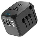 Universal Travel Adapter, HITRENDS International Power Adapter, All in One Wall Outlet Adaptor Charger with High Speed 2.4A 3USB & 3.0A Type-C, Worldwide Travel Plug Adapter for US European UK AUS