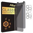 Ailun 2Pack Privacy Screen Protector for iPhone 11 Pro[5.8 inch] + 2 Pack Camera Lens Protector, Anti Spy Private Tempered Glass Film,[9H Hardness] - HD[Black]