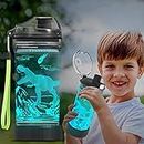 Ammonite Dinosaur Water Bottle, Velociraptor Water Cup for Kids with 3D Glowing LED Light - 14 OZ Tritan BPA Free - Creative Ideal Travel Cup Jurassic Gift for School Kid Boy Holiday Camping Picnic