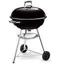 Weber Compact Kettle Charcoal Grill Barbecue, 57cm | BBQ Grill with Lid Cover, Stand & Wheels | Freestanding Outdoor Oven, Smoker & Outdoor Cooker with Porcelain-Enamelled Bowl - Black (1321004)