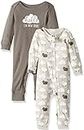 Carter's Baby 2 Pk Footies and Rompers, Grey, 9 Months