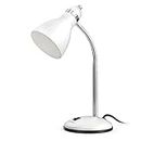 LEPOWER Metal Desk Lamp, Adjustable Goose Neck Table Lamp, Eye-Caring Study Desk Lamps for Bedroom, Study Room and Office (White)