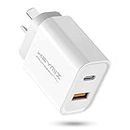 HEYMIX 20W USB C Fast Charger, 2-Port PD USB-C Wall Plug with Fast Charging QC3.0, USB-C Power Adapter C Wall Charger AU-Plug Compatible with iPhone 15/14/13/12/11, iPad, Samsung,Galaxy,Pixel,Airpods