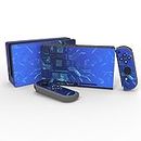 eXtremeRate Sticker Skin Decal Film Decal Faceplates Adhesive Film with 2 Screen Protectors for Nintendo Switch / NS Console & Joy-Con & Dock & Grip (Graphic with Blue Light)