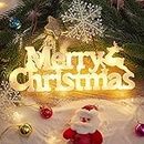 Merry Christmas Sign for Christmas Decorations, Christmas Tree Hanging Lighted Ornaments, Battery Powered Lights Xmas Decor for Wreath Outdoor Indoor Window Yard Wall Door Home Party