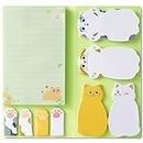 Hommie Cat Sticky Notes Set, Cute Sticky Note Animal Divider Tabs Bundle Writing Memo Pads Page Marker, Sticky Notes Pads for Cat Lovers Kids Office School Supplies Creative Gifts