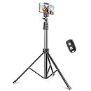 SENSYNE 72" Phone Tripod, Extendable Cell Phone Tripod Stand, Selfie Stick Tripod with Wireless Remote and Phone Holder, Compatible with iPhone Android Phone, Camera