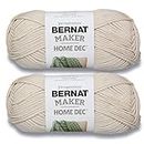 Bernat Maker Home Dec Cream Yarn - 2 Pack of 250g/8.8oz - Cotton - 5 Bulky - 317 Yards - Knitting/Crochet