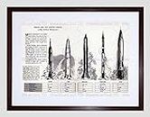 Wee Blue Coo War Weapon Drawing Rocket Missile Range Thor Atlas USA Framed Wall Art Print Guerra Disegno Razzo Stati Uniti d'America Parete