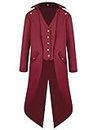Sangdut Medieval Vintage Halloween Tailcoat Jacket Costumes for Boys, Gothic Victorian Frock Coat Uniform, Children Steampunk Victorian Renaissance Vampire Cosplay Outfits for Kids (Red, XL)