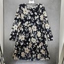 Old Navy Tunic Dress Size 1X Plus Floral Long Sleeve Stretch Black White Gray