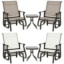 2-Person Gliding Rocking Chairs & Bistro Tea Table Garden Swing Seat Patio