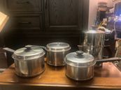 9 Pc Vintage West Bend Lifetime Waterless Cookware Stainless USA Percolator Pots