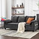 TYBOATLE 85" Sofa, Modern 2/3 Seater Couch with USB Charging Ports, Comfy Tufted Upholstered Couches with Extra Deep Seats, Chenille Sleeper Sofas for Living Room, Apartment, Office (Dark Gray)