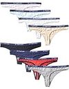Kiench Teens Underwear Thongs Cotton Junior Girls' Tangas Low Rise 8-Pack CA M/Size 12-14/12-14 Years, Multicolor (Red & Nude & Sky Blue & Pink & Grey & Navy & White & Black)