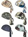 Boao 6 Pcs Skull Do Rags Sweat Wicking Beanie Cooling Hard Hat Accessories Camo Pattern Scrub Caps Men Hard Hat Liners (Large), Classic Color, X-Large