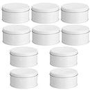 Hicarer 10 Pack Pure White Cookie Tins with Lids Round Mini Cake Christmas Gift Tin Metal Empty Tin Cookies Container Tin Cans with Lids for Cakes Tinplate Box for Storing Snack Chocolate Baking