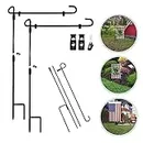 SHARE&CARE Garden Flag Stand, Garden Flag Pole Holder with 1 Tiger Clip and 2 Spring Stoppers for Garden and Home Decoration 12 x 18 Inches without flag (2 Packs)
