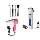 IAS Hair Dryer 1200 Watt & Makeup Brushes Set - 5 Pcs, Hair Trimmer Shaving Machine