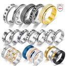 Anti-anxiety Spinner 35 Designs Fidget Rotating Stainless Steel Rings Band Black