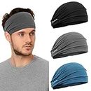 Headbands for Men and Women - Wide Moisture Wicking Hair Band for Sports Fitness Workout Running Crossfit Cycling Hiking Jogging Yoga Basketball SoccerTennis