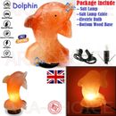 Himalayan Pink Salt Lamp Light Crystal UK Plug Cable Bulb Dolphin Shape Crafted