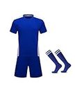 M2C Boys Soccer Uniform Athletic Jersey Shorts Socks Set Blue 6-7