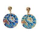 Ethnic Jewellery Blue Flower Round Drop Earrings Bohemian Women Accessories Gift