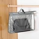 House of Quirk Handbag Storage, Anti-Dust Handbag Storage Bag for Handbag Organizer Transparent with Zipper Closure, Hanging Handbag Organizer (M, Grey)