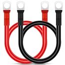EEEKit 2Pcs 5AWG 50cm Car Battery Cables, 16mm² 12V Red and Black Battery Inverter Cables 5AWG with SC16-10 Ring Terminals Copper Wire for Auto, Truck, Motorcycle, Solar, RV, Marine