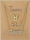 Yunivan 1pc Random Zodiac Necklaces 12 Constellation Pendant Necklace Astrology Horoscope Old English Zodiac Sign Necklace Jewelry with Message Card for Women Girls Jewelry (taurus)