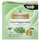 Twinings Pure Peppermint, 100 Individually Wrapped Tea Bags, Fresh Minty Flavour, Naturally Caffeine Free, Enjoy Hot or Iced